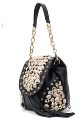 Sac d'école en cuir PU de style punk avec boutons multifonctionnels, sac de voyage SR pour dames et filles, vente en vrac, 1 pièce