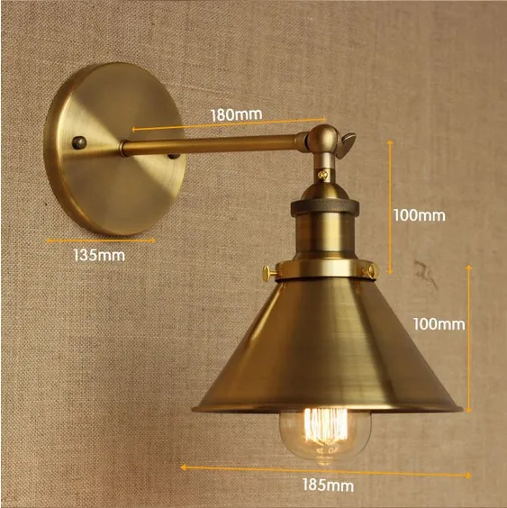 Wrount Iron Brass Vintage Wall Lamp Light For Cafe Room Edison Wall Sconce Arandela In America Loft Industrial Style