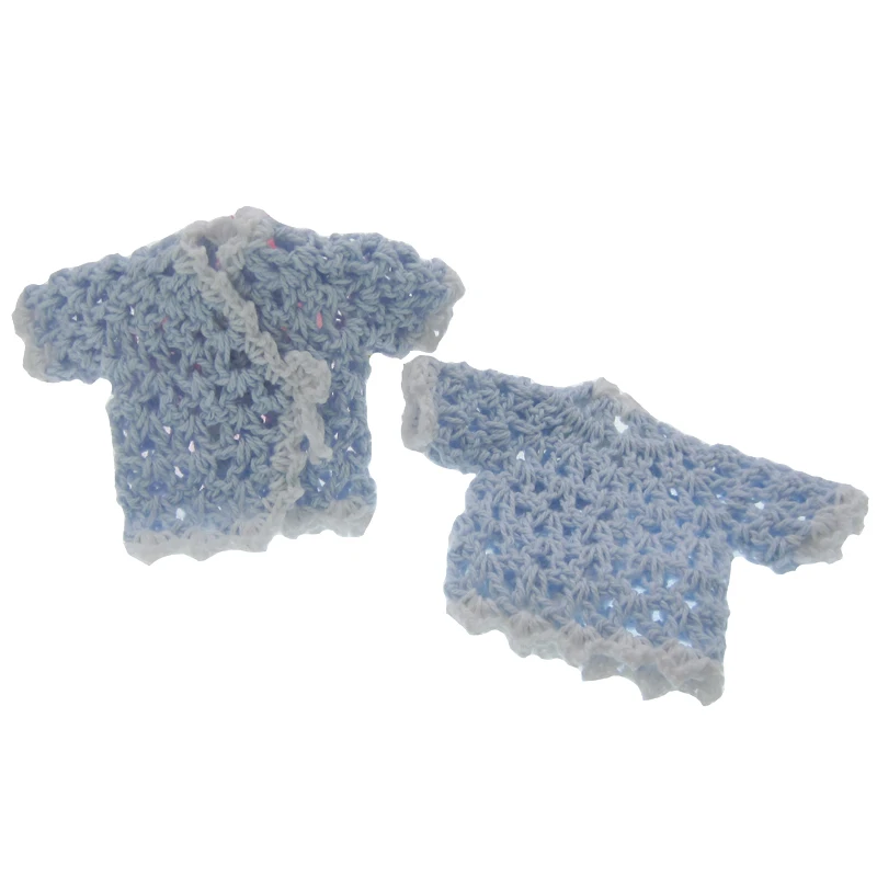 12pcs miniature crochet short sleeve sweater flower for baby shower baptism party table decorations 9.0 x 6.0cm