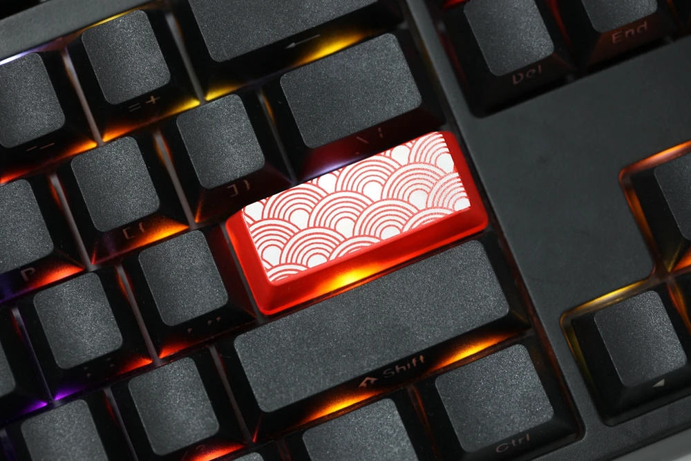 Novelty Shine Through Keycaps ABS Etched, Shine-Through red custom mechanical keyboard enter auspicious clouds pattern xiangyun