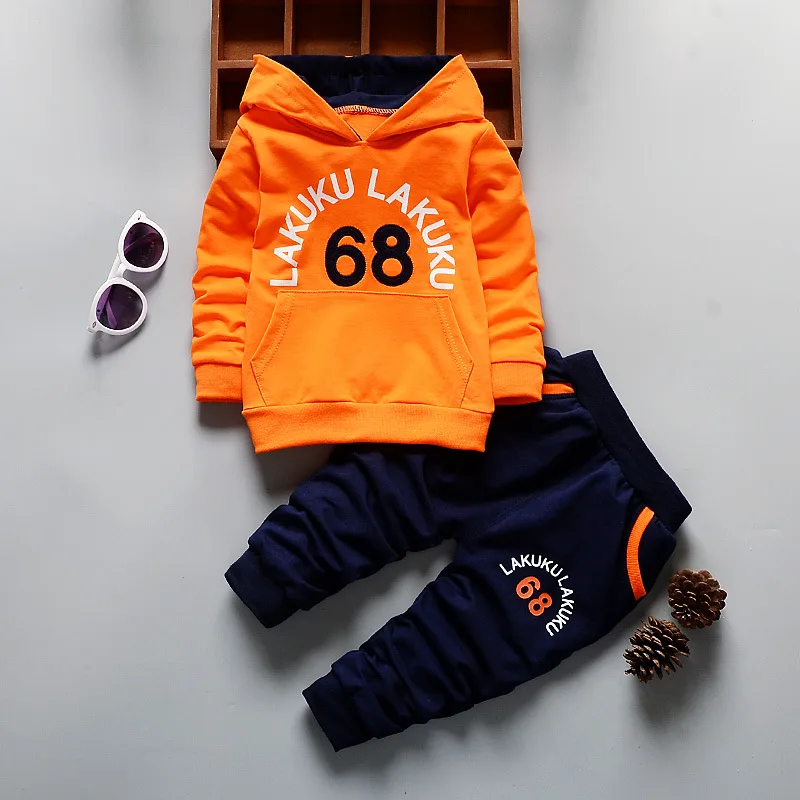 DIIMUU 1-4 Years Baby Boy Sports Suit Clothing Sets Kids Clothes For Birthday Formal Outfits Suit Fashion Hooded + Pants 2pcs