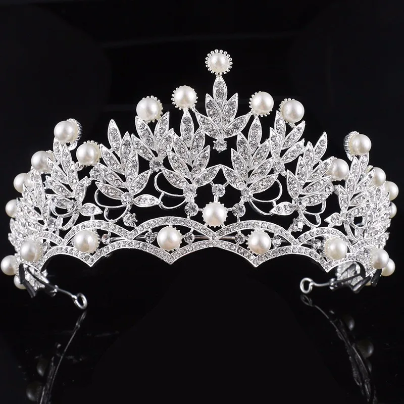 Crystal Pearl Crowns Rhinestone Tiara Brides Hairband Hair Jewelry Princess Crown Fashion Wedding Hair Accessories