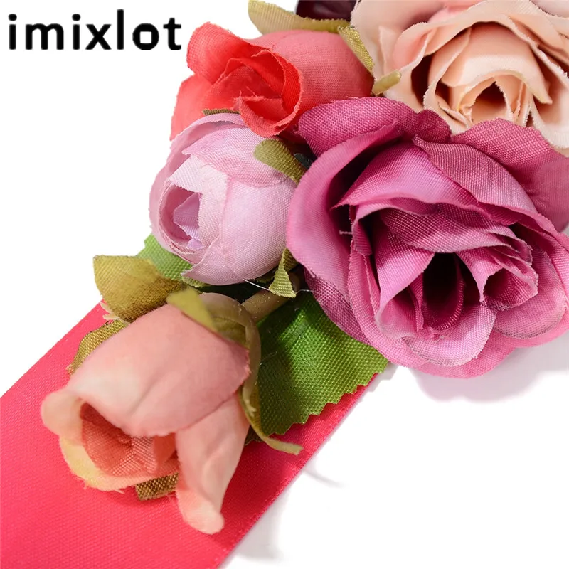 IMIXLOT Charm Elegant Flowers Belt for Women Girls Wedding Party Waistband Fabric Elastic Belt Accessories