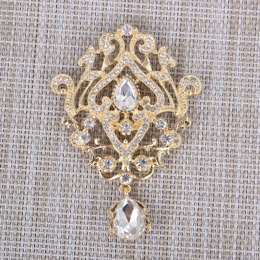 DIEZI Vintage Gold Silver Color Bridal Brooch Crystal Jewelry Women Brooches Rhinestone Scarf Brooch Pins Bouquet For Wedding