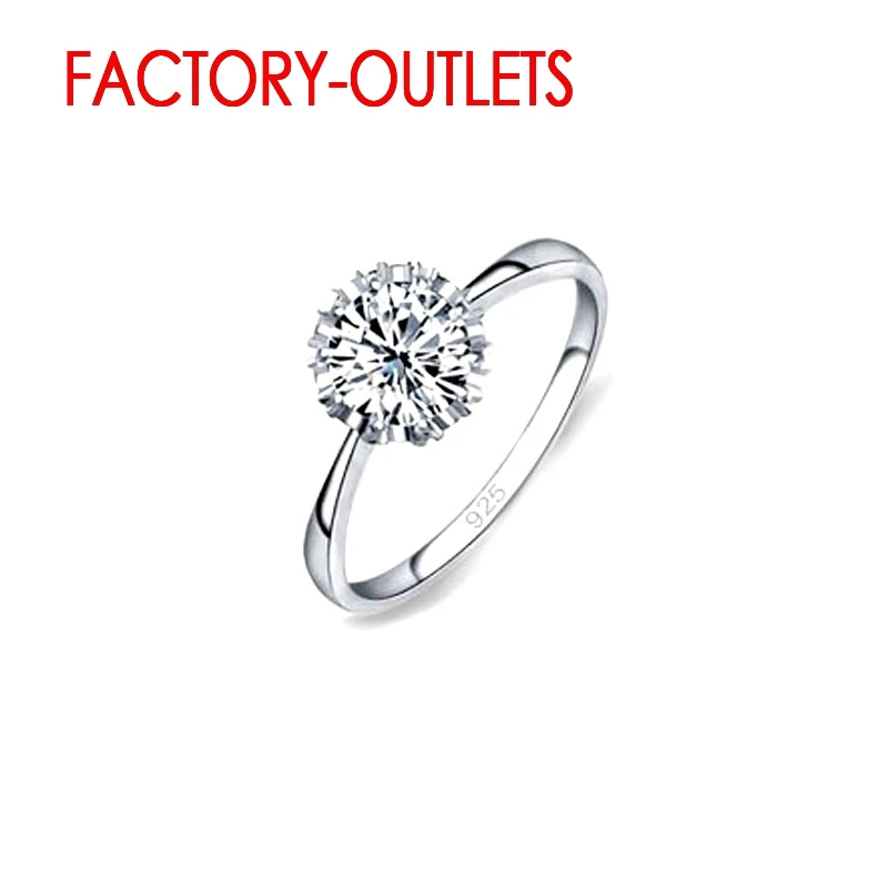 925 Sterling Silver Needle Engagement Ring Fashion Jewelry Classic Style Cubic Zirconia Prong Setting Women Girls  Wholesale