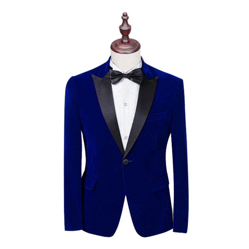 Chaqueta de traje de 4 colores de estilo clásico para hombre, blazer de terciopelo con solapa pesada, abrigo para padrino de boda, ropa para hombre, 1PSc