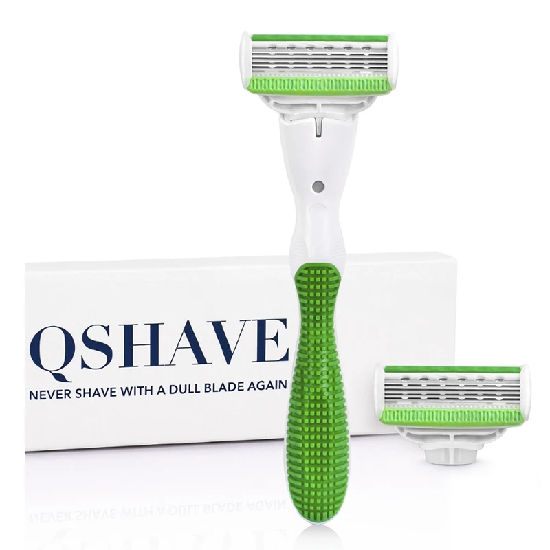 Qshave Green Series Lady Woman Shaving Razor birthday Valentine girl sister gift Hair Removal Epilator with 2pcs X5 USA Blade