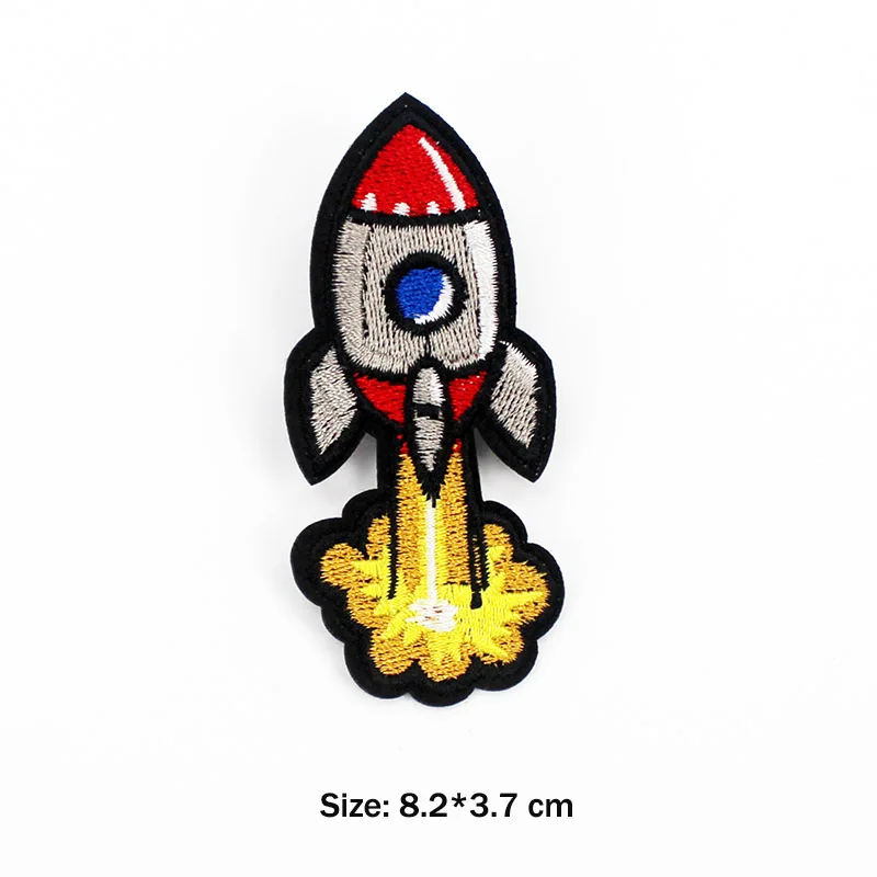 Spaceship Astronaut Rocket Iron Patches Badges Embroidery Fashion Cool Space Applique for Kids Clothes Decoration