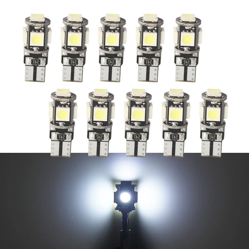 

10pcs High Quality LED T10 canbus 5050 error free white lights bulb 5smd Car Side Tail Light Decoder Sign Truning Light