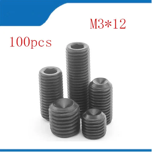 (100 pc/lot) M3,M6,M8 *L=5,6,8,10~50 steel Grade 12.9 DIN916 high tensile cup point set grub screw