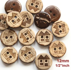 50 pz/lotto dimensioni: 12mm naturale cocco pulsante Bulk pulsanti per Craft cucito accessori (kk-1002)