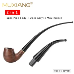 HOT-MUXIANG 2 in 1 Wooden Rosewood Smoking Pipe Tobacco Tube Pipes Wood  With 9mm Filter 10 Smoking Tools Pipe Set Gift For Men