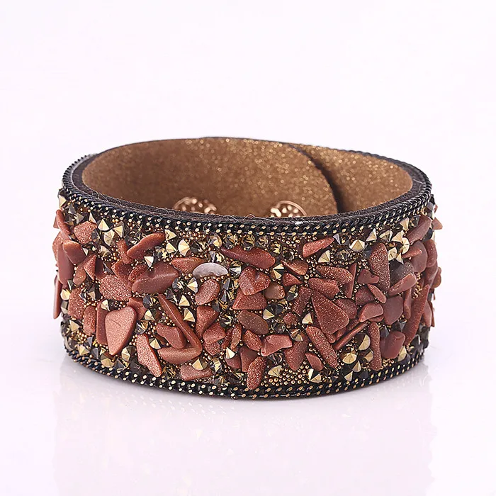 New Fashion Men Wide Leather Bracelet Brown Wide Cuff Bracelets & Bangles Wristband Vintage Punk women Jewelry 2.8*21CM