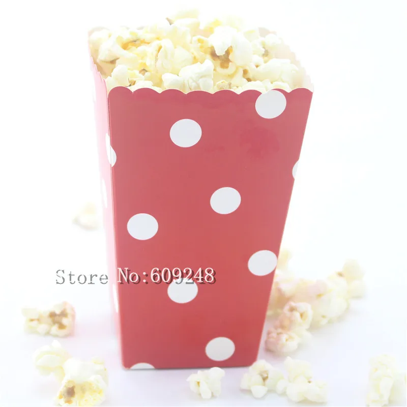 

24 Pcs White Polka Dot Red Paper Popcorn Boxes,Party Favor Candy Gift Treat Cups,Christmas,Carnival,Reusable Mini Small Movie