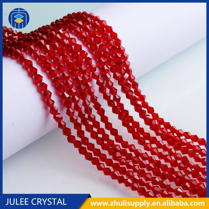 JuleeCrystal Red Color Beads Wholesale 4mm Crystal Glass Bicone Beads for Jewelry Making