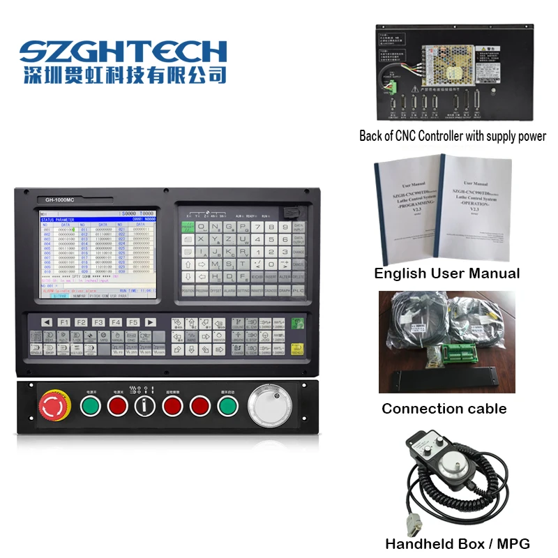 Best price 2 Axis CNC Lathe Controller New version CNC980TC English panel English software+Additional panel