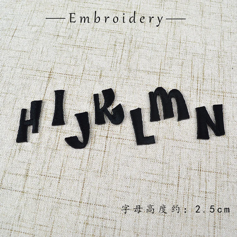 Black Mini 26pc English Letter Word Name Set Embroidery Patch Iron on Clothes Alphabet Iron-on Clothing Sticker Appliques Stripe