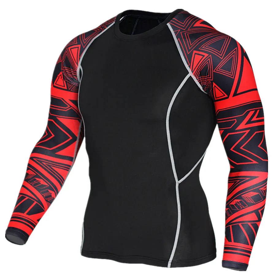 Men Compression Long sleeve Breathable Quick Dry T Shirts Bodybuilding Weight lifting Base Layer Fitness Tight Tops T-shirt