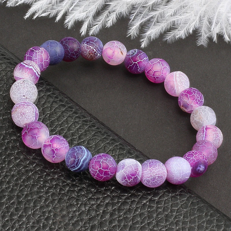 Buddha Prayer Jewelry Classic Natural Stone Purple Weathering Bracelets for Women Men Round Bead Bracelet Chakra Pulseras Hombre