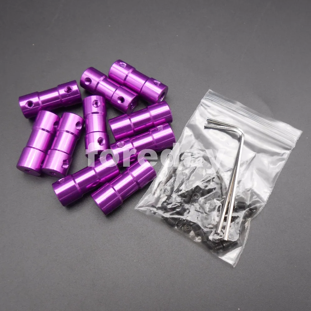 HQ 20PCS Aluminum Purple 2.3- 4mm Shaft Motor Flexible Coupling Coupler L: 25mm dia.10mm+4Spanners NEW wrench 2.3-4 *FD481X20+4