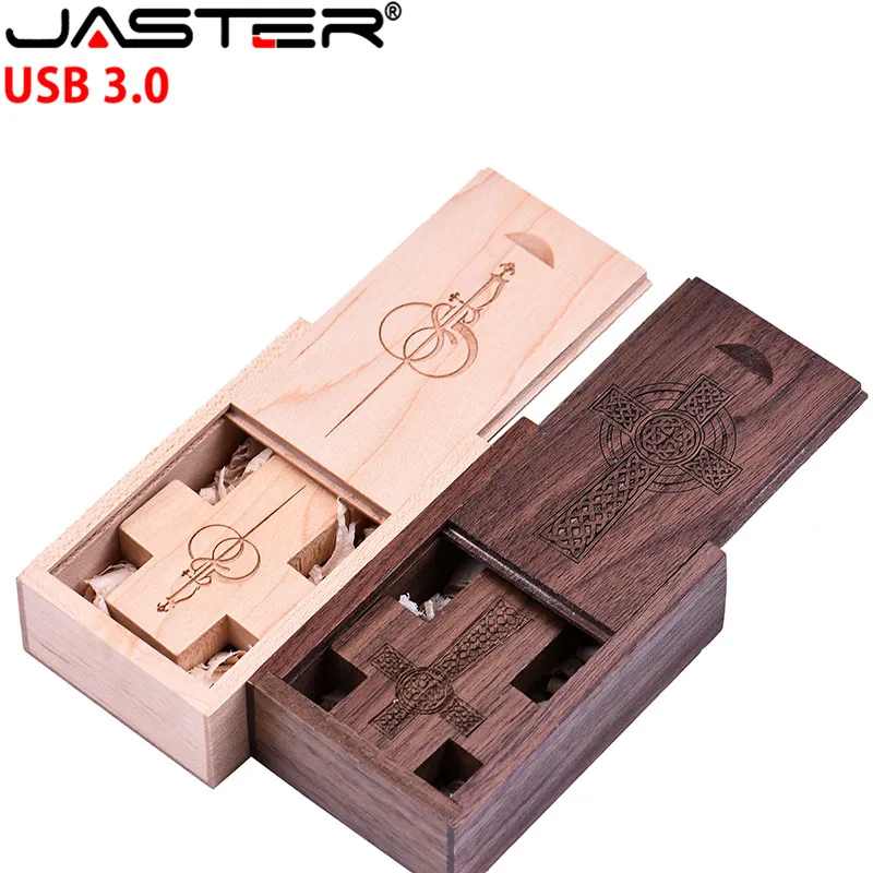 

JASTER Best selling USB3.0 wooden Cross USB + box USB Flash Drive USB memory stick pendrive 8GB 16GB 32GB Crosses Flash drive gi