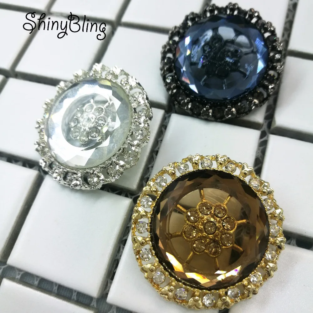 35mm Big craft supplie Handmade decorative rhinestone Metal Buttons,sewing buttons on fur coats garment accessories