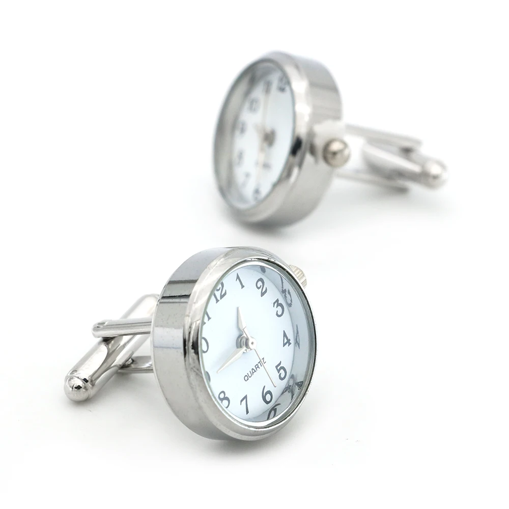 New Watch Cufflinks Real Clock Cuff links With Battery Cufflinks Machine Core Mechanical cuffs Relojes gemelos