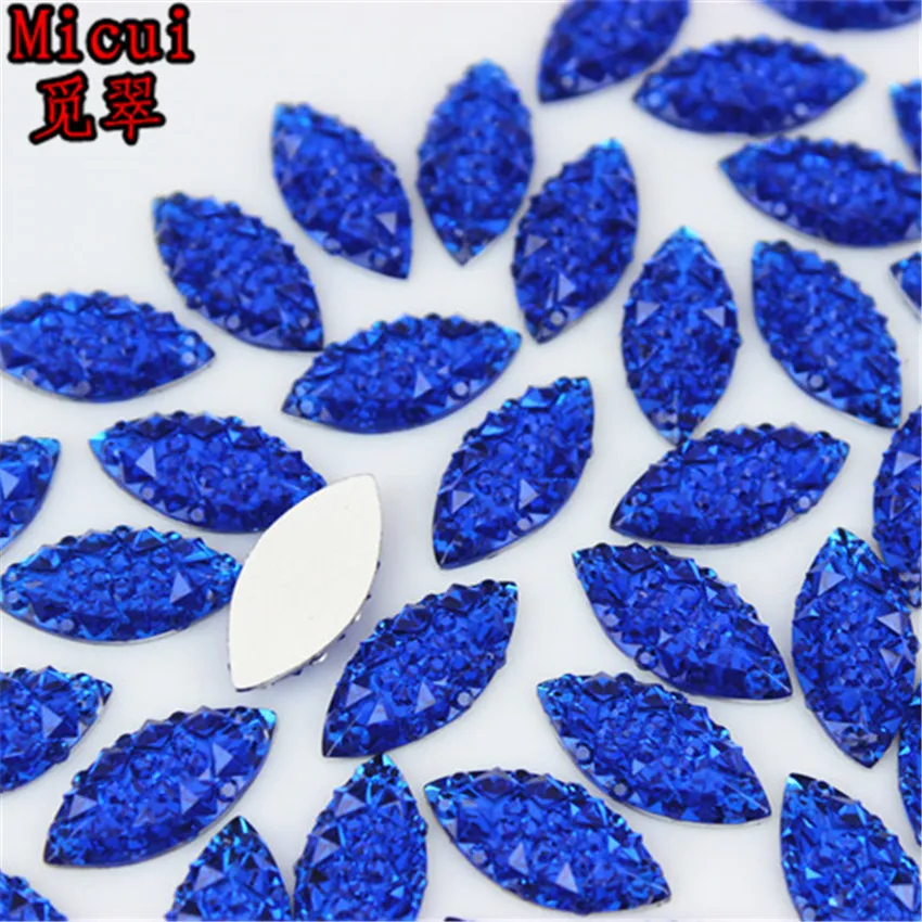 Micui 100PCS 7*15mm Crystal Resin Rhinestones Horse Eye Crystals Stones Applique Non Hotfix for DIY Garment Crafts MC786