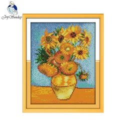 Joy Sunday Flower style Van Gogh Sunflower painting embroidery kit cross stitch pattern home decor diy pcitures paint needlework