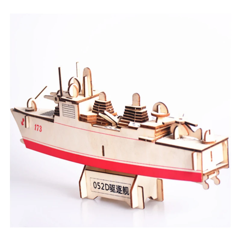 3D Wooden Puzzle Diy Model Toys Destroyer Wooden Kits Puzzle Game Assembling Toys Handmade Building Blocks Gift For Kids P54