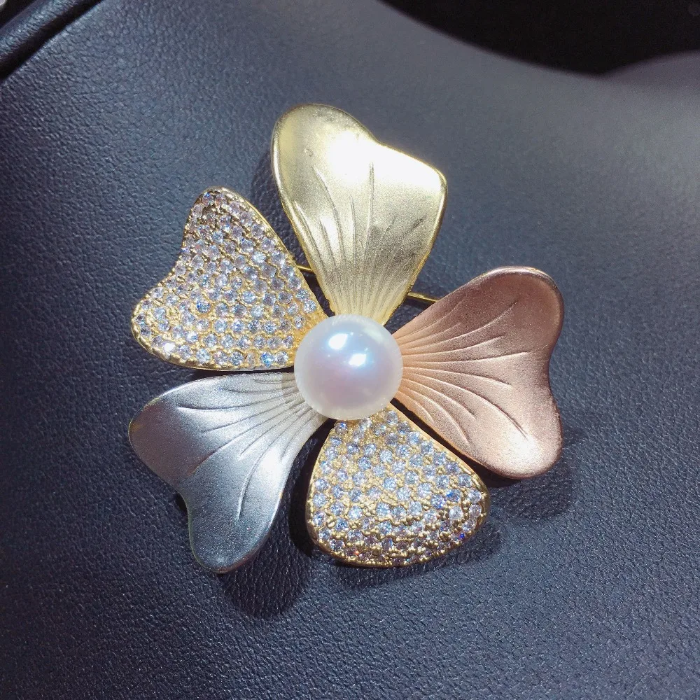 SHDIYAYUN Italian Technology Pearl Brooch For Women Texture Flower Brooch Pins Brooches Natural Freshwater Pearl Fine Jewelry