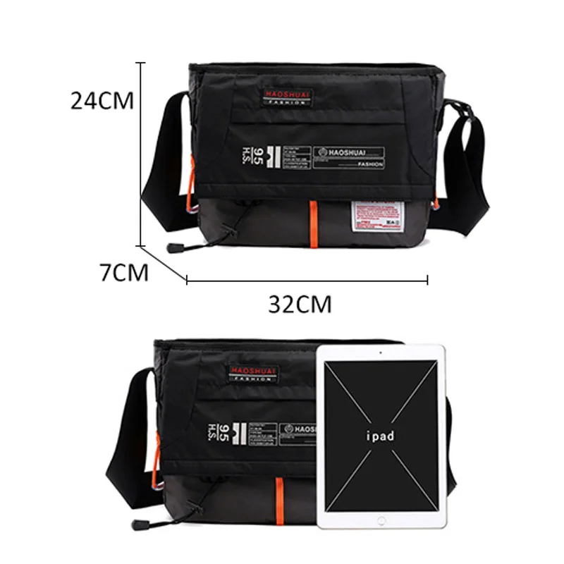 High Quality Men Nylon Shoulder Bag Fashion Casual Multi-Capacity Sling Crossbody Messenger Bag Male Briefcase X204C