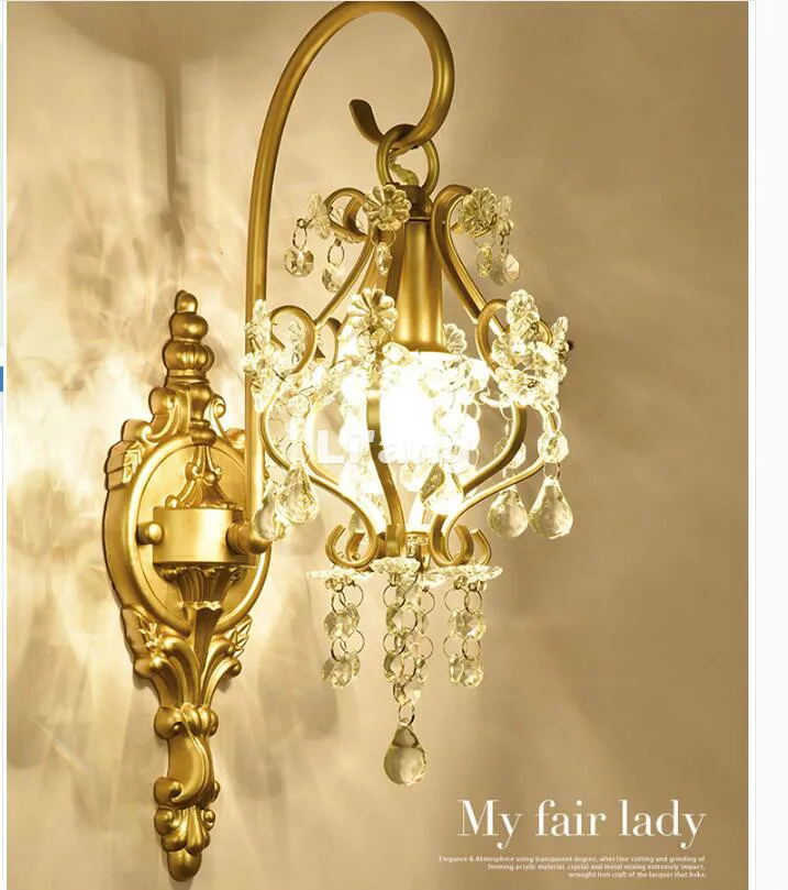 

Free Shipping Nordic Modern Art Decora Golden/White AC Crystal Wall Light Lamp Bedroom Home Wall Sconce Lighting 100% Guaranteed