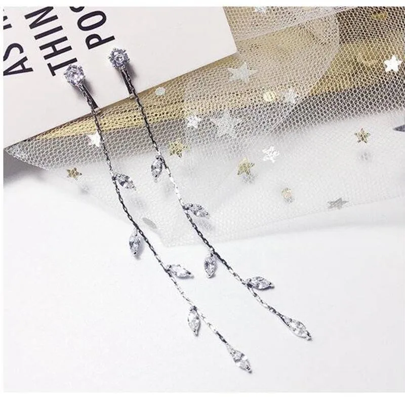 JIOFREE  Long Tassel Rhinestone crystal Clip on Earring no pierced for Women luxury jewerly