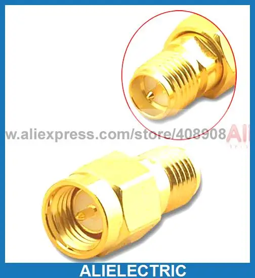 50pcs Wholesale Gold Plated Copper RP SMA Jack to SMA Plug RF Coaxial Adapters