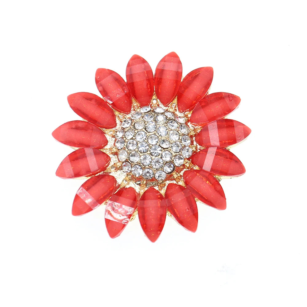 100pcs/New Fashion Sparkly Rhinestone Acrylic Sunflower Flat Back Brooch/Badge Reel/Button Jewelry Decoration For Gift/Party