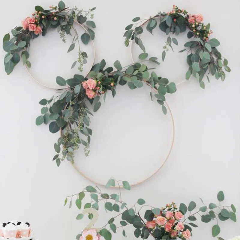 

Wedding Decoration Artificial Plants Leaves Garland Handmade Flowers Hoop Wreath Hanging Birthday Party Wedding Decoration Home