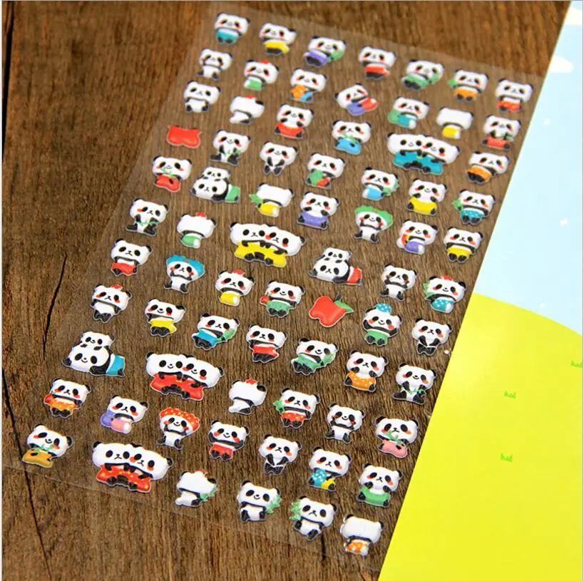 1PCS 3D Cute Panda Animal Stationery Stickers Bubble Stickers Diary Decorative Sticker Lovely Learn Supplies Gifts