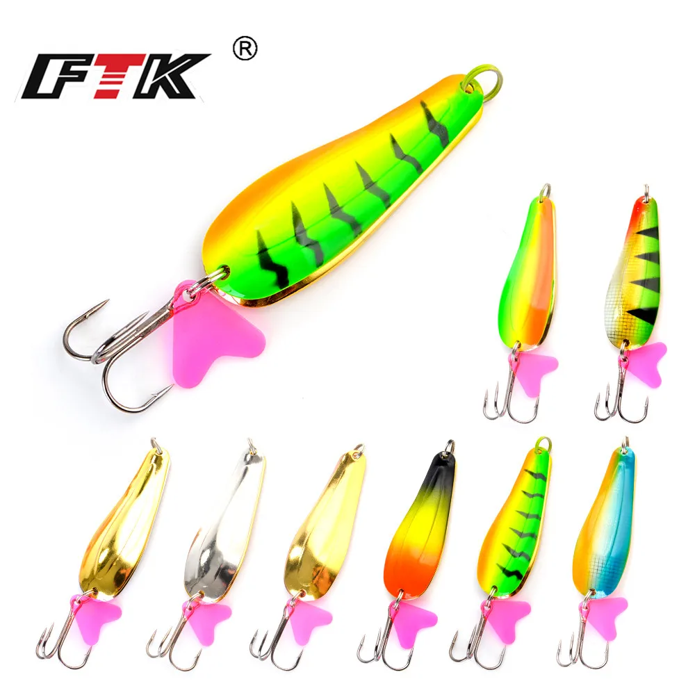 

FTK Spoon Fishing Lure 1PC Bass Metal Wobblers Hard Lure With Sharp Hook For Fishing Accessories Artificial Bait Pesca Peche