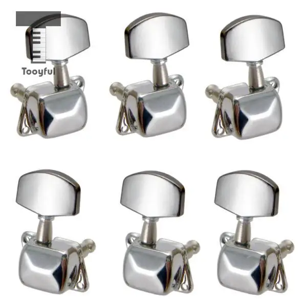 Tooyful High Quality A Set 6Pcs Chrome Locked String Tuning Pegs Key Tuners Machine Heads for Acoustic Electric Guitar Part 3R3L