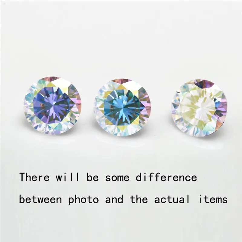 Size 1.0~10mm  Round Shape Multicolor Cubic Zirconia Stone Loose Plating AB Color CZ Synthetic Gems