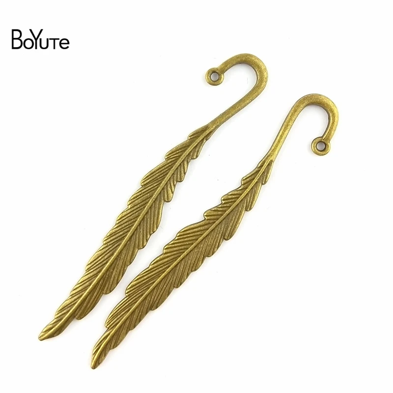 BoYuTe (30 Pieces/Lot) 80*13MM Alloy Feather Bookmark Hair Stick Dual Use Diy Accessories