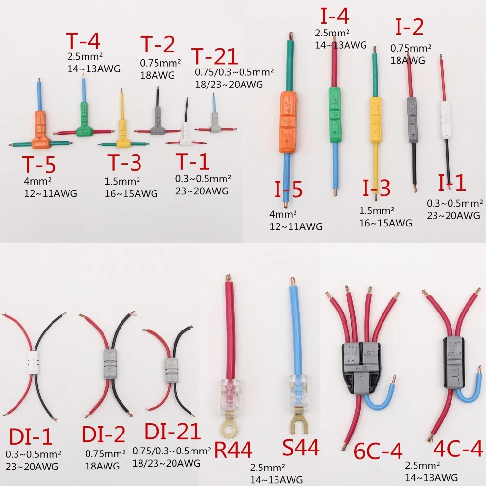 JOWX I-4 10PCS 14~13AWG 2.5sqmm Straight Connection In-line 1 Way Cable Wire Conductors Terminals Connector Quick Splice Crimp