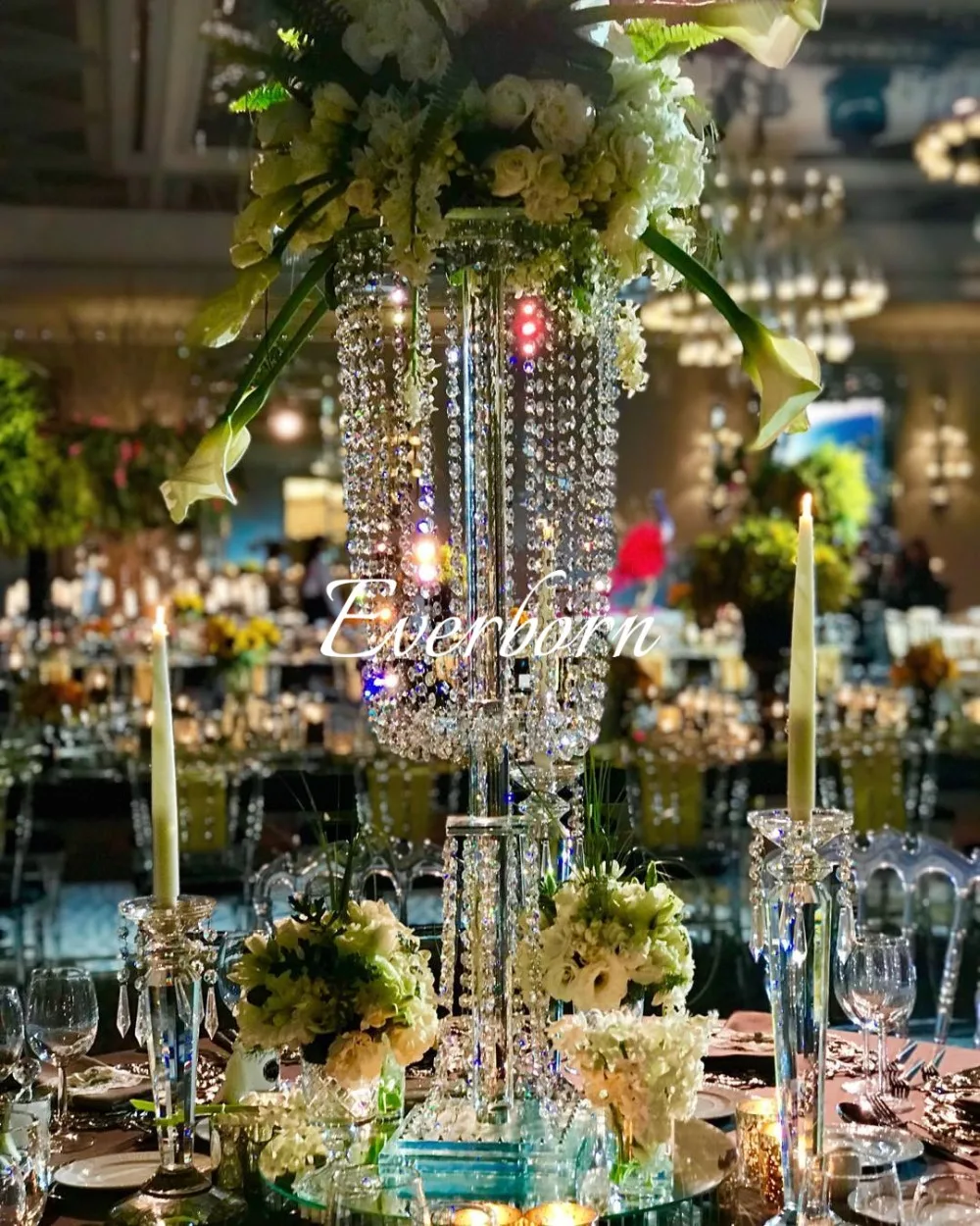 

crystal flower stand wedding centerpiece flower chandeliers decoration metal flower holder 10 pcs per lot without flower