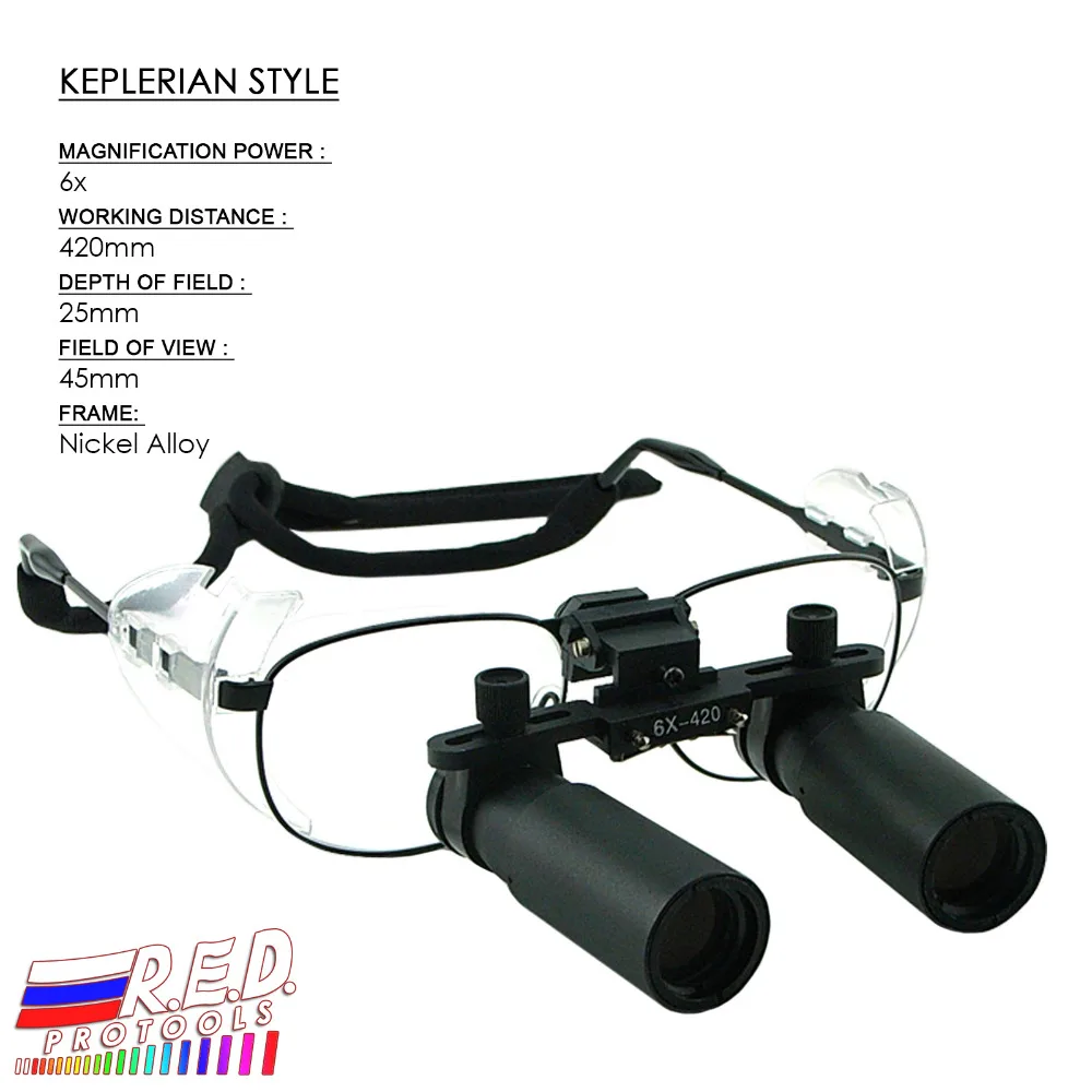 Keplerian Style 6.0x Magnification Binocular Dental Loupes Surgical Medical Dentistry Frame 420mm Working Distance