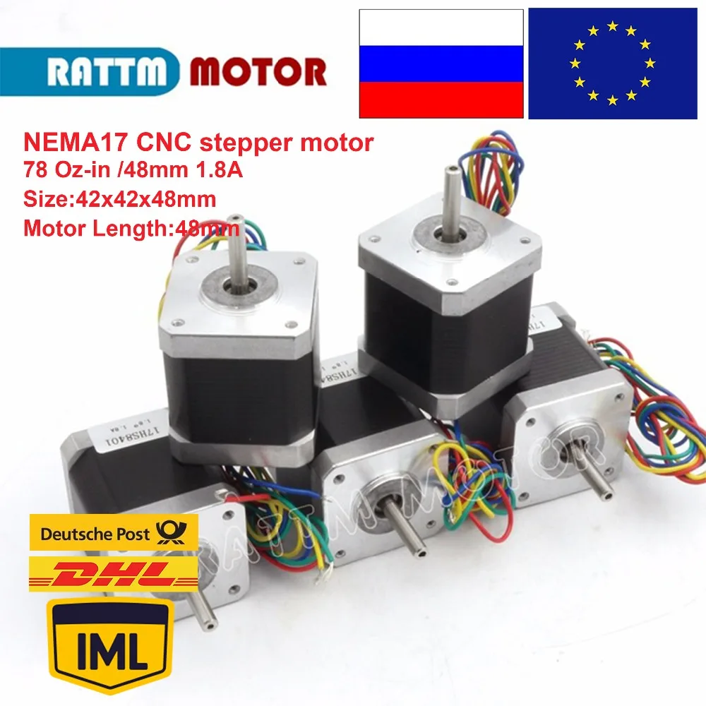 

5pcs 2 Phase Nema17 stepper motor servo motor 48mm 1.8A 78 Oz-in for CNC 3D print 17HS8401