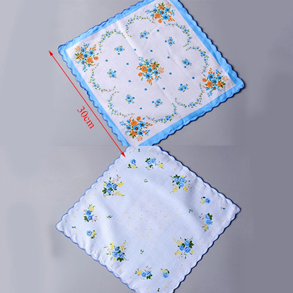 Lenço de algodão para mulheres, 5 peças vintage bordado borboleta flor hanky floral sortido pano feminino lenço de mulher tecido aleatório