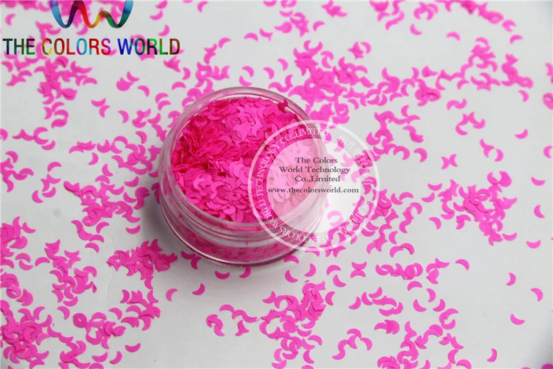 Resistentes a Solventes MN-J Neon Rosa Carmim Forma DA LUA Cor Brilho para Unha Polonês e decoração DIY 1 Pack = 50g