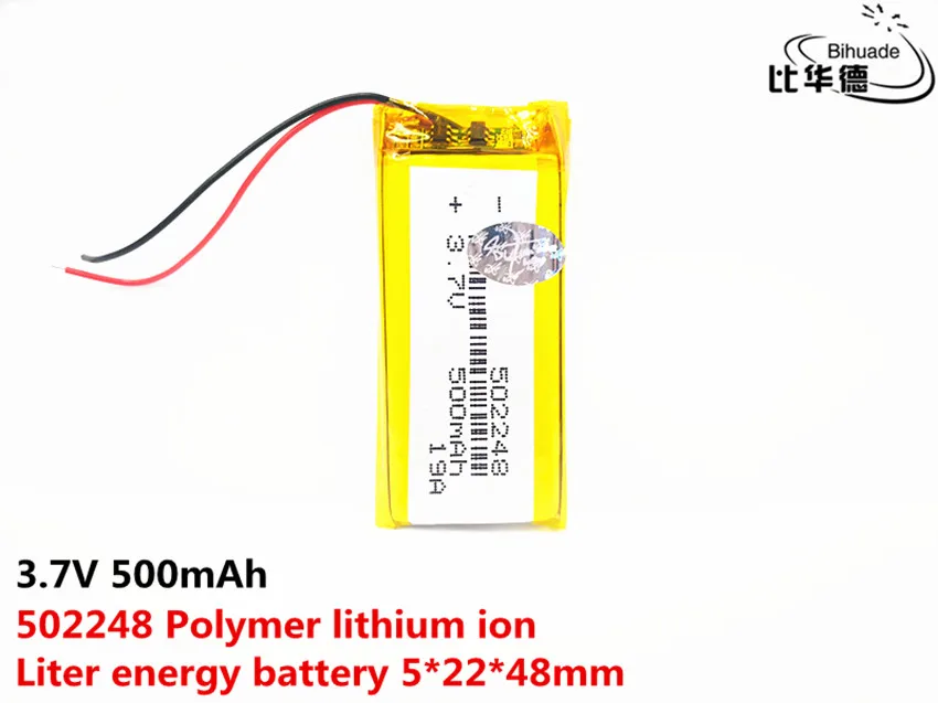 3.7V 500mAh 502248 Lithium Polymer Li-Po li ion Rechargeable Battery Lipo cells For Bluetooth speaker GPS PDA Tachograph