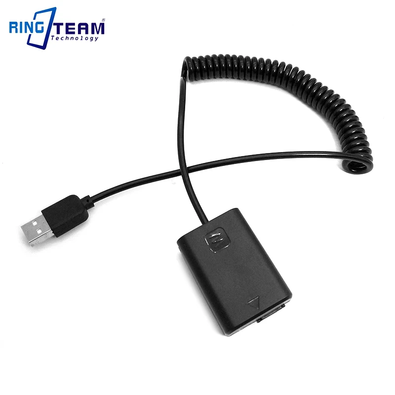 USB الربيع كابل إلى AC-PW20 DC المقرنة لسوني كاميرا ألفا NEX F3 5R 5T 3N 5N A33 A5000 A6000 A6300 A6500 ZV-E10 NP-FW50 Ada